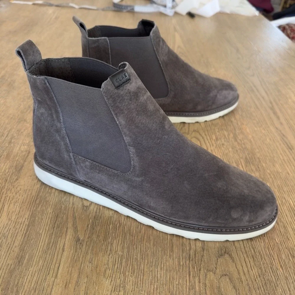 Clae Richards Vibram Chelsea Boots-Umber Waxed Dark Charcoal Suede-Men's Size 11